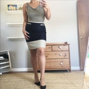 BODEN Navy and cream colorblock pencil skirt